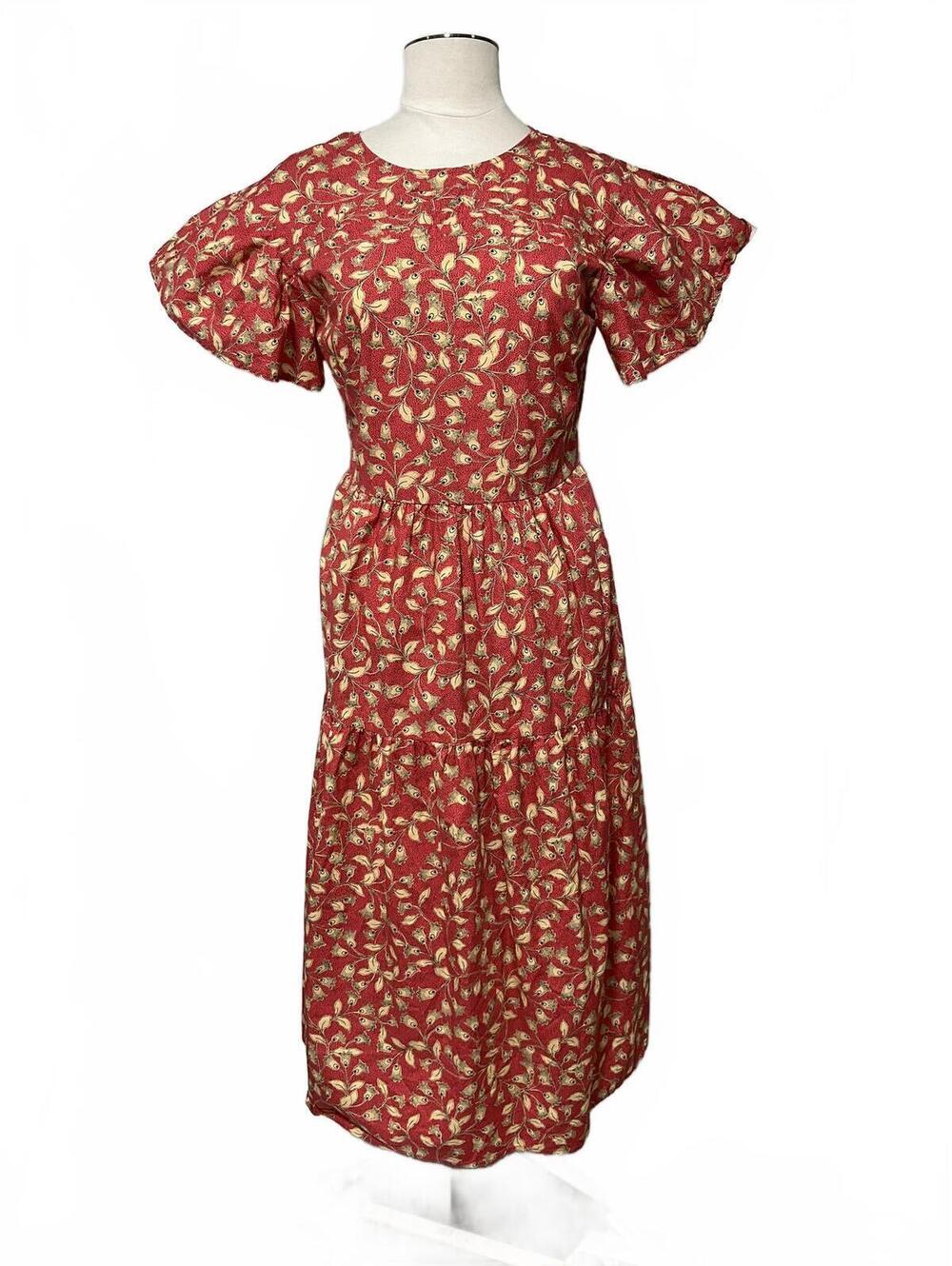 Who What Wear Women's Red Floral Puff Sleeve Midi Dress XS Dd4